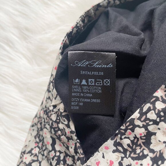 All Saints Black White Floral Ditzy Eviana Indie Sleeze Mini Sleeveless Dress - Picture 7 of 7